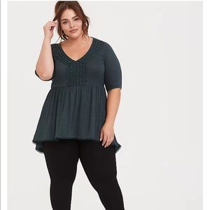 TORRID Super Soft Crochet Babydoll Top NWT
